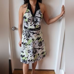 Y2K 90s Lori Ann Halter Floral Midi Dress Size 6